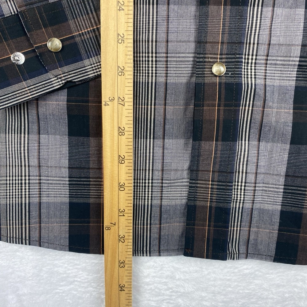 PANHANDLE Select‎ Western Shirt Mens Large Brown/Gray Plaid Pearl Snaps NWT! - Picture 5 of 8